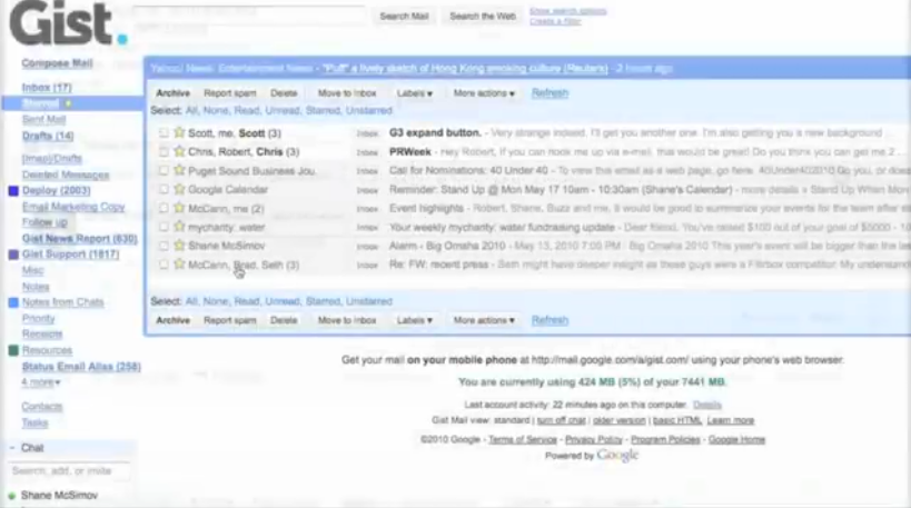 Gist, a social networking tool that works through email, today announced a Google...