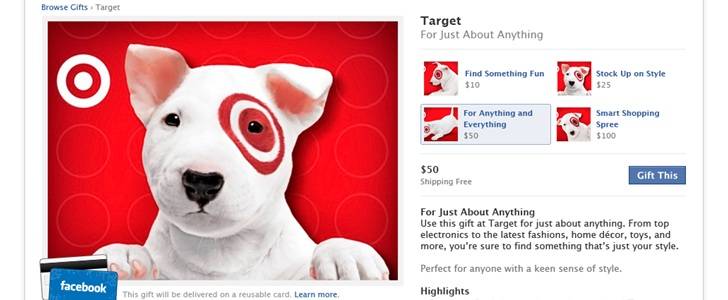 Facebook hits the real world with innovative gift cards