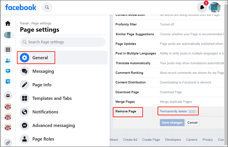 Replacing a Facebook Page Step 1