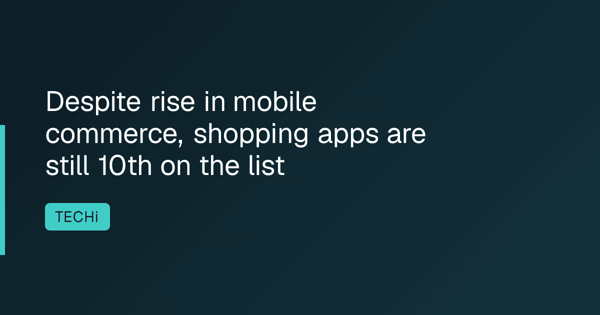 Despite rise in mobile commerce, shopping apps are still 10th on the list