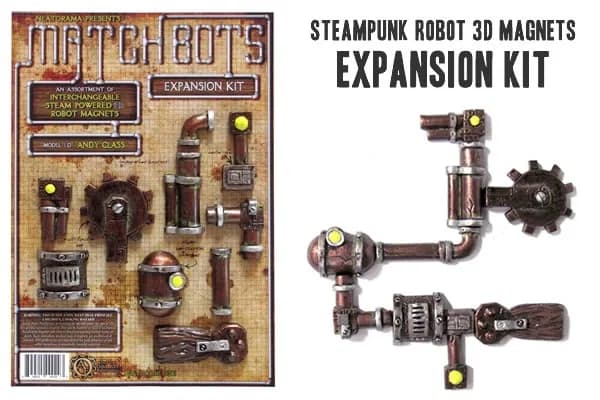 3D Steampunk Robot Magnets