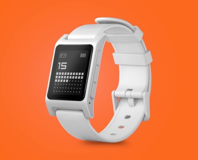 White Core 2 Duo smartwatch with an E Ink display.