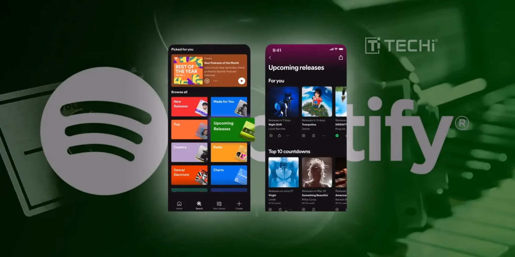 Spotify Upcoming Releases Hub Interface