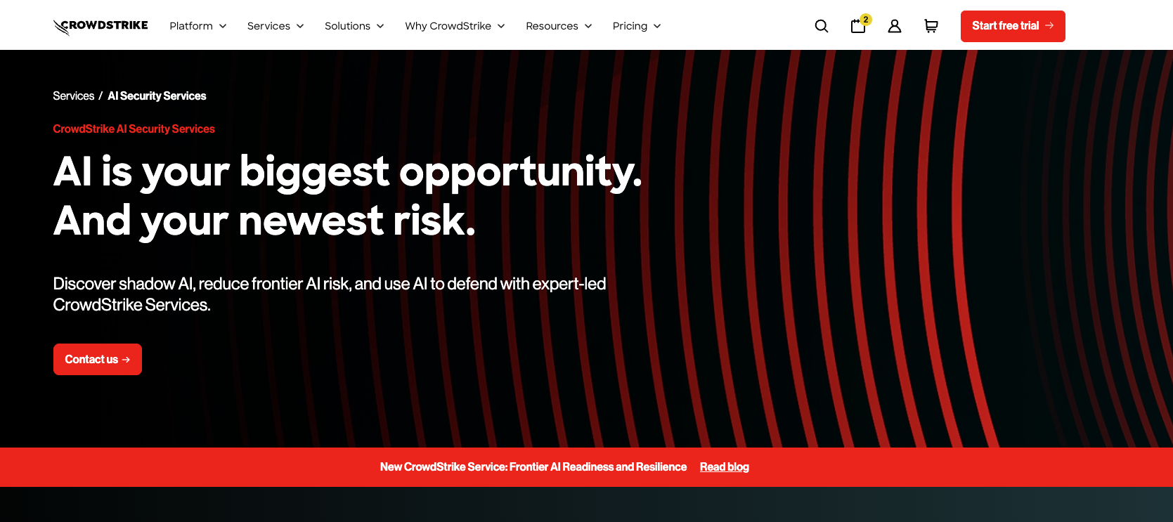 Screenshot of the CrowdStrike AI Security Services page.