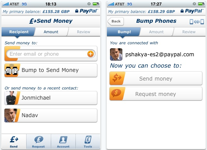 PayPal has upgraded its iPhone application introducing new features including the capacity to pass money to another simply by bumping smartphones...