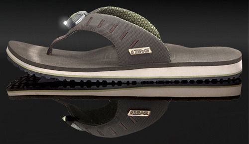 The Illum Sandal by Teva will guide you with its built-in LED light