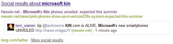Real-Time is Big: Bing Integrate Twitter Results