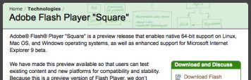 Adobe Releases 64bit Flash Player For Mac, Windows And Linux