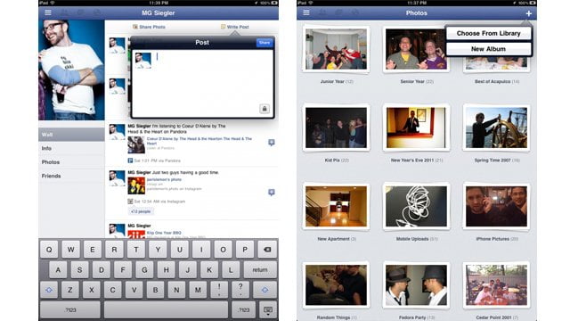 Facebook iPad app image