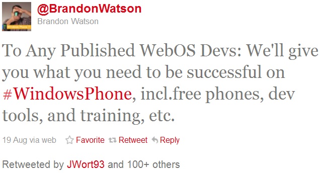 Brandon Watson Tweet