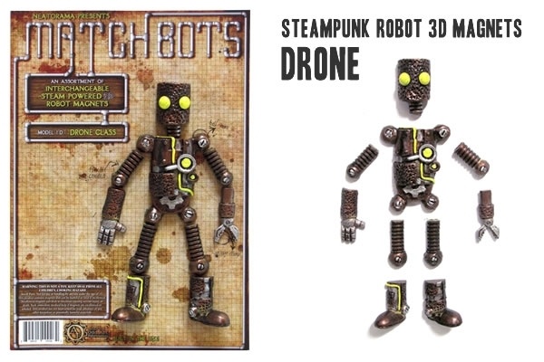 More 3D Steampunk Robot Magnets