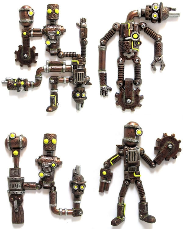 Ultimate geek gifts: 3D steampunk robot magnets