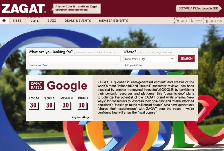 Zagat Google