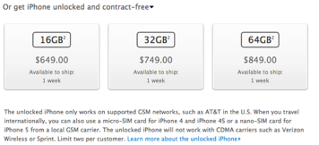 Unlocked, contract-free iPhone 4S coming in November