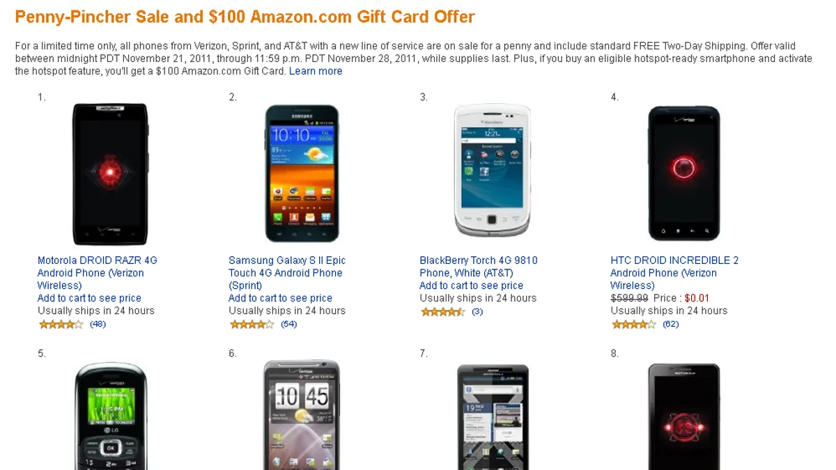 Amazon wages all-out war on Apple with penny smartphones