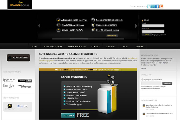 Monitor your site for free with MonitorScout