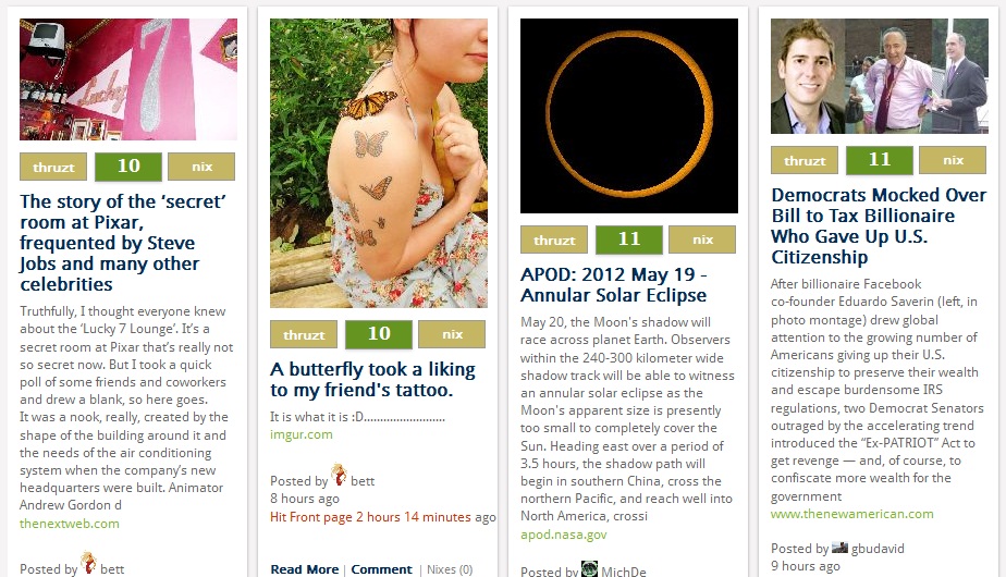 Social news, networking combine to form a "game" with Thruzt
