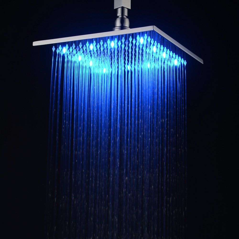 10 Inch Chrome Brass Shower Head with Faint LED Light