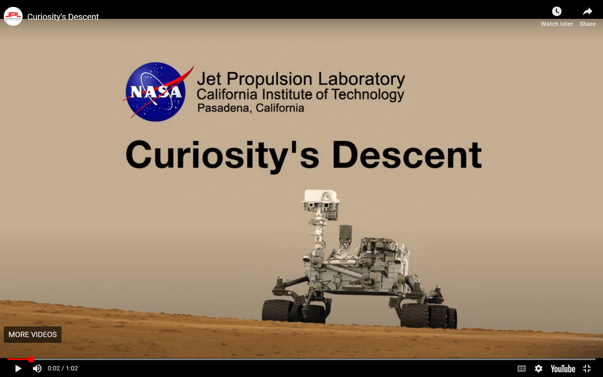 297-frame stop motion video of Curiosity's descent