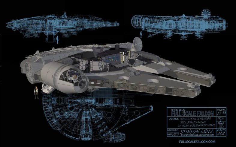 A full size Millennium Falcon ship from Star Wars in the making