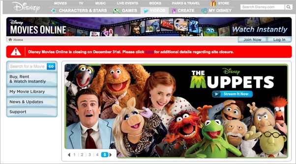 Disney Movies Online Closing