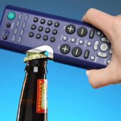 A remote control bottle opener