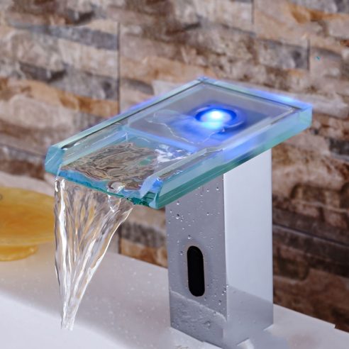 A waterfall LED temperature sensitive faucet