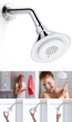 A bluetooth showerhead designed by Kohler that lets you shower out loud