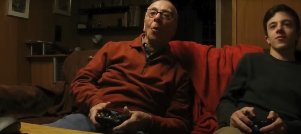 84-year old grandpa playing video games
