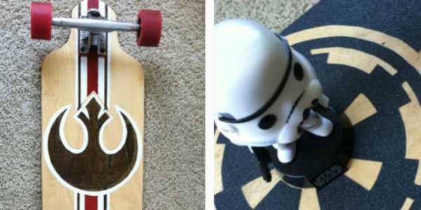 Handcrafted Star Wars vintage longboard skateboard