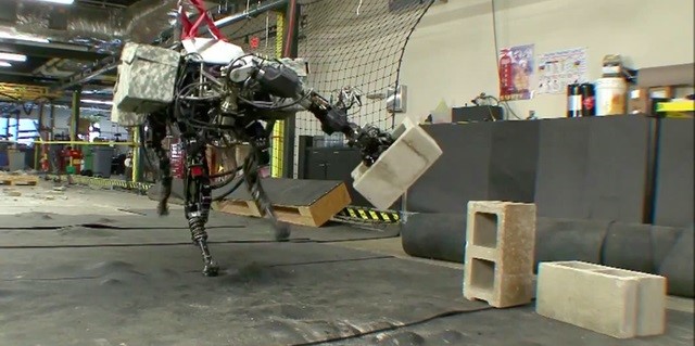 BigDog Dynamic Robot Throwing Cinder Blocks
