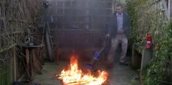 Quirky video shows a Dyson vacuum sucking up fire