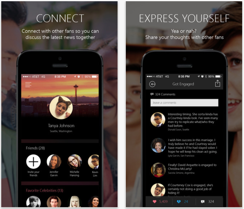 Microsoft has released a celebrity tracking app called Snipp3t