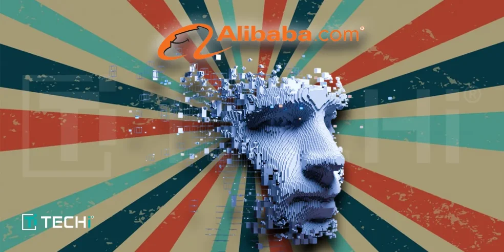 A futuristic AI-generated face made of digital blocks, symbolizing Alibaba’s advancements in artificial intelligence and its open-source Wan 2.1 model.