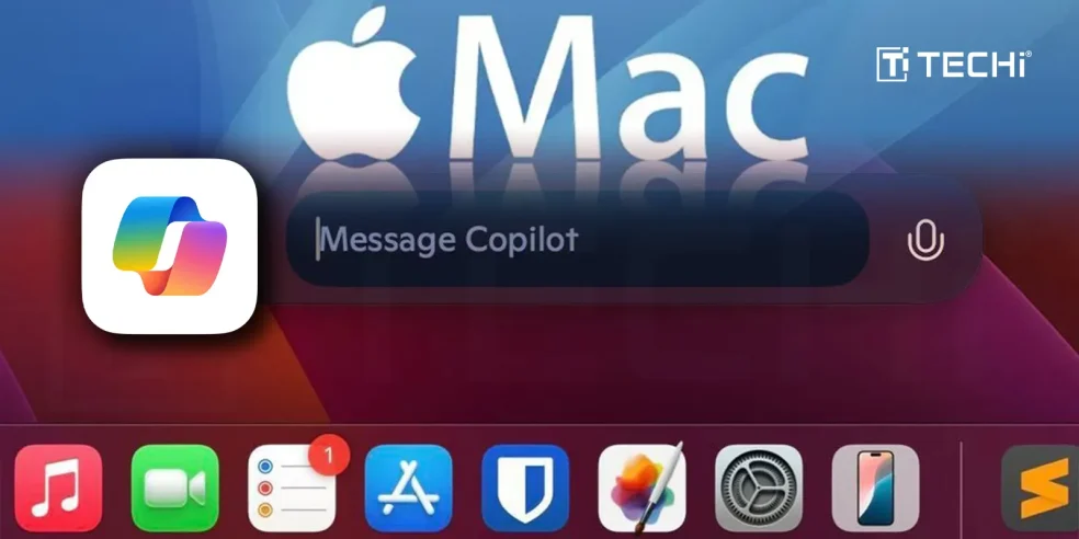 Microsoft Copilot app interface on a Mac screen, showcasing AI-powered voice assistant integration.
