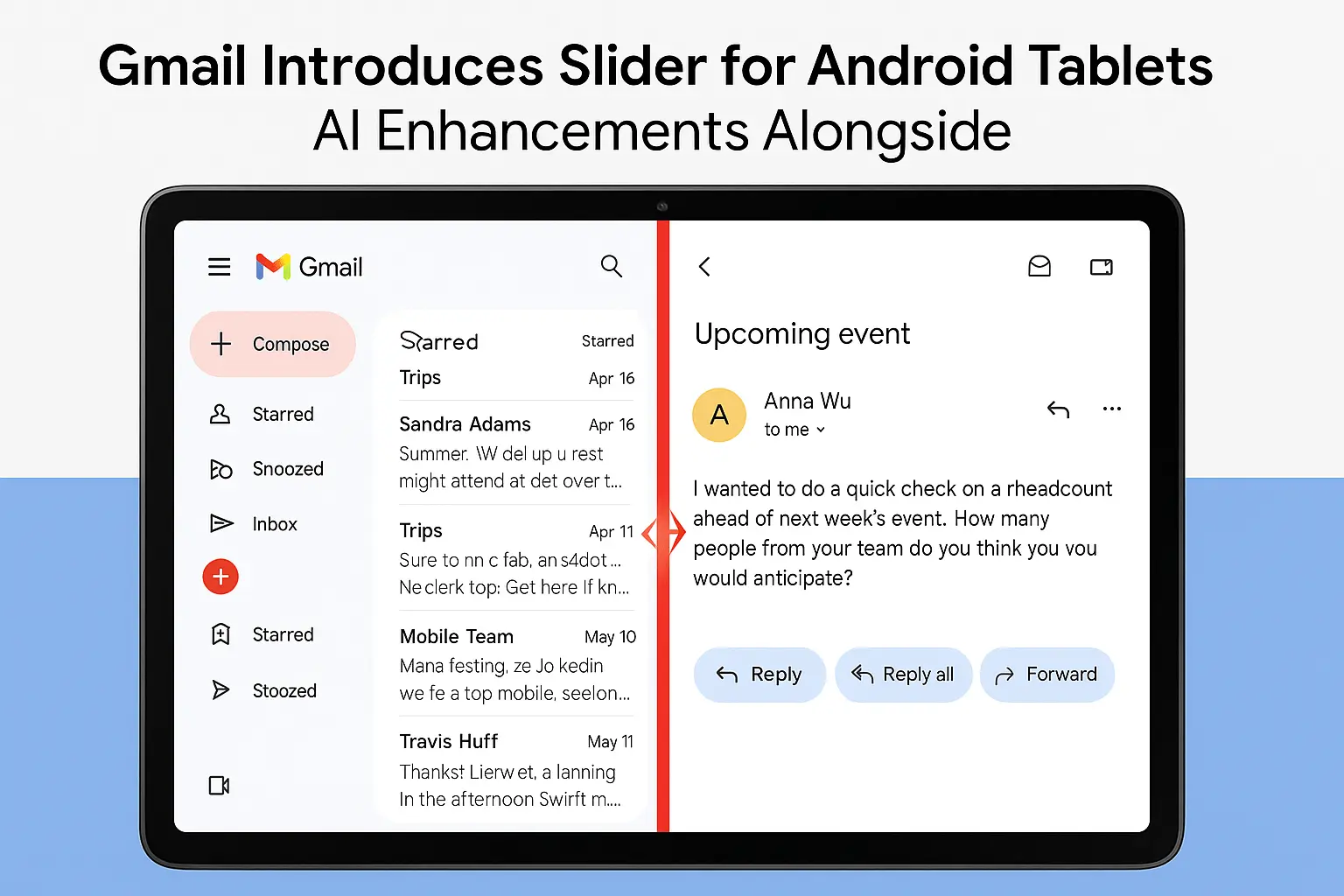 Gmail Introduces Slider for Android Tablets, AI Enhancements Alongside
