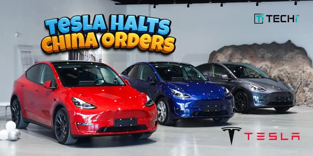 Tesla halts new orders for Model S and Model X in China showroom amid rising trade tensions.