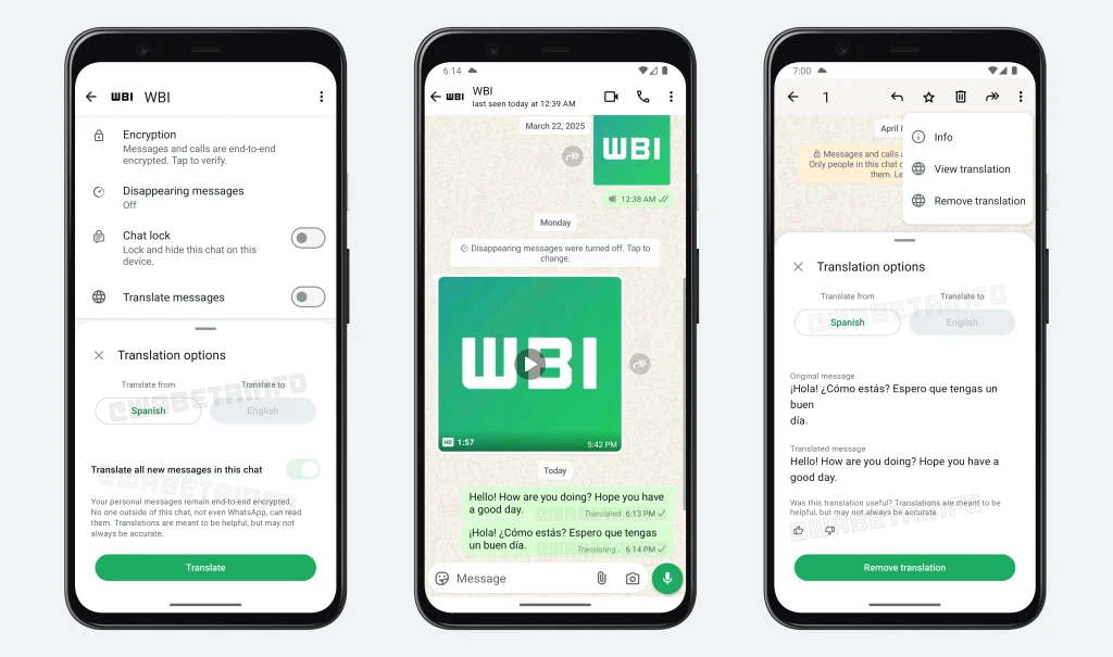 WhatsApp Testing Translate Messages Feature