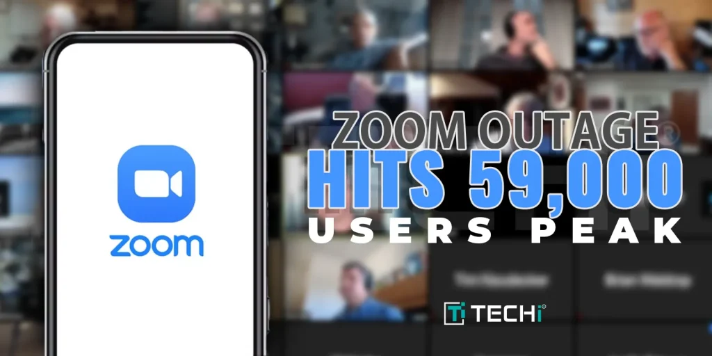 Zoom Outage Affects Over 59,000 Users at Peak, Displayed on Smartphone Screen with Blurred Video Call Background.