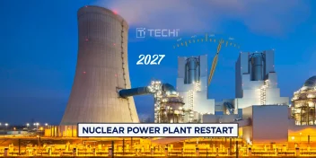 Nuclear power plant with restart date set to 2027, symbolizing Microsoft’s push for energy to support AI expansion