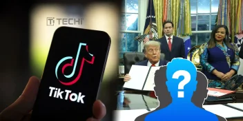 Donald Trump holds document in White House as TikTok logo appears on phone screen, hinting at mystery buyer amid U.S. sale talks.