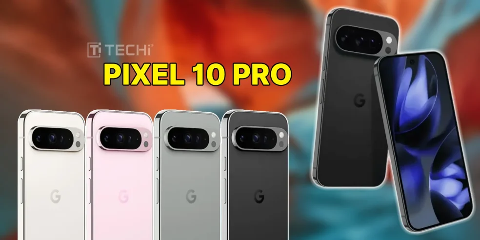 Leaked Pixel 10 Pro phones in four colors with triple rear cameras and AMOLED display, showing minor design changes compared to the Pixel 10 base model.