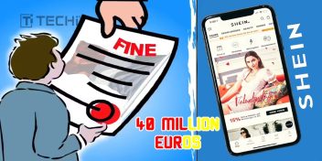 Illustration showing Shein fined 40 million euros for misleading discounts, with a smartphone displaying the Shein app interface.