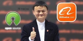 Jack Ma gives a thumbs-up in front of Alibaba.com and open-source logos, highlighting the launch of Alibaba's Qwen3-Coder AI model.