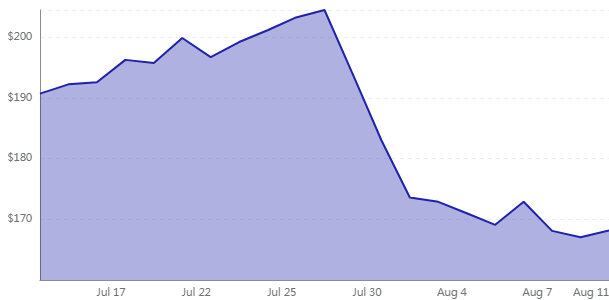 Stocks that are worth Watching Within the Next Ten Years in Cybersecurity 1 17 july to 11 August stock Graph