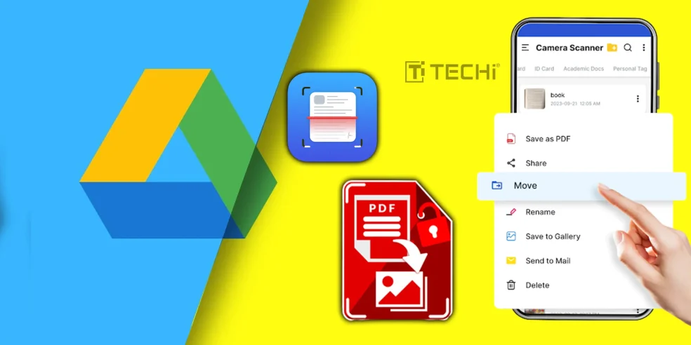 Google Drive scan editor update with Material 3 redesign showing new PDF saving and document management options on mobile.