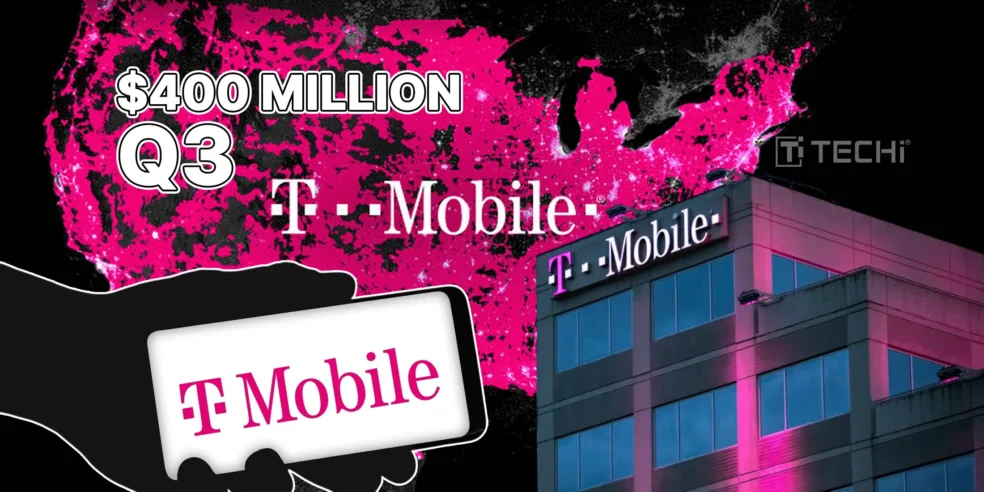 T-Mobile headquarters with map of the U.S. showcasing $400 million service revenue expected in Q3 from UScellular acquisition.