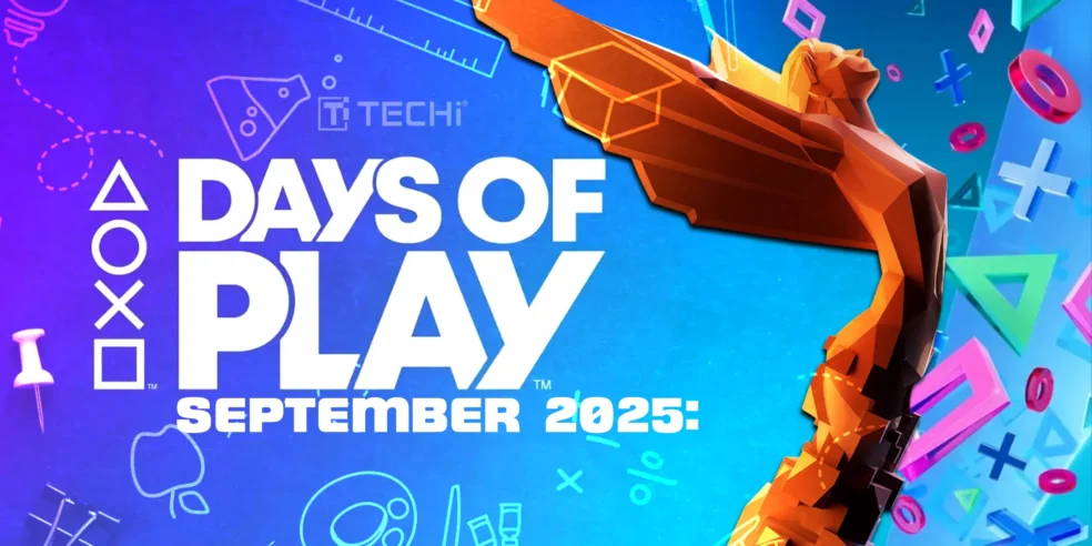 Promotional image for PlayStation's "Days of Play" event in September 2025, featuring the iconic PlayStation logo and trophy.