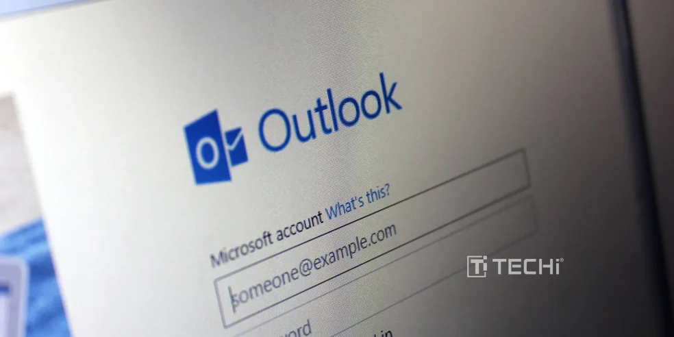 Microsoft Outlook login page showing email input field and Microsoft account prompt.