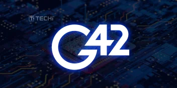 G42 logo on a digital circuit board background, representing Abu Dhabi's G42 AI campus and their efforts to diversify chip suppliers.